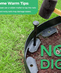 Close-up of 2 Inch Landscape Edging Border Kit with spike in soil, showcasing no-dig install with rubber mallet tip.