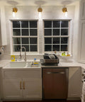 Kitchen with 1 Light Wall Mount Sconces With Funnel Flared Clear Glass Shade Handblown Glass Lampshade Dope Industrial Antique Gold Finish