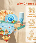 Tropical Island Party Supplies Set For 10 Guests With Polynesian Style Disposable Tableware Including Plates Cups Napkins And Tablecloth