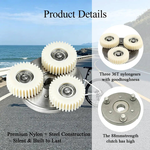 Beefed Up E Bike Motor Gear Clutch Kit With 36T Nylon Planetary Gear Set And 88mm Clutch For Bafang Hub Motors 500W 750W Ideal