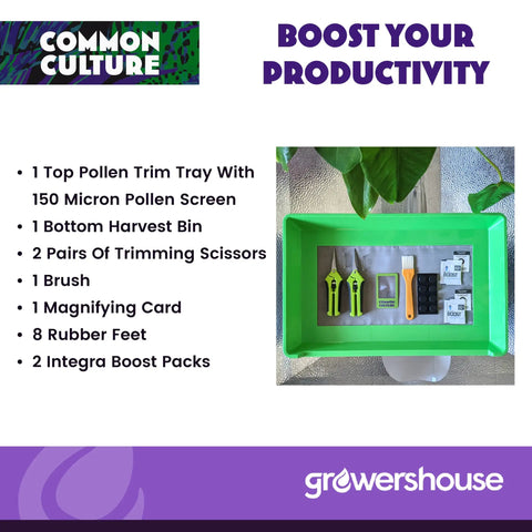All In One Trimming Tray Kit For Plants With 13x20 Inch Tray And 150 Micron Pollen Screen Bottom Harvest Bin Scissors