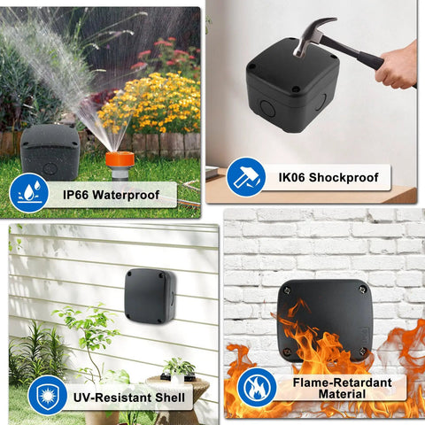 IP66 Waterproof Dustproof Junction Box Outdoor Indoor Electrical Enclosure Made From Durable ABS Plastic For Electronics Black 3.3 x 2.8 x 2.3 Inches Pack Of 100 Heavy Duty All Weather Ready, mounted outdoors
