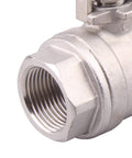 DERNORD stainless steel ball valve, close-up view, 3/4 in NPT, full-port with locking device