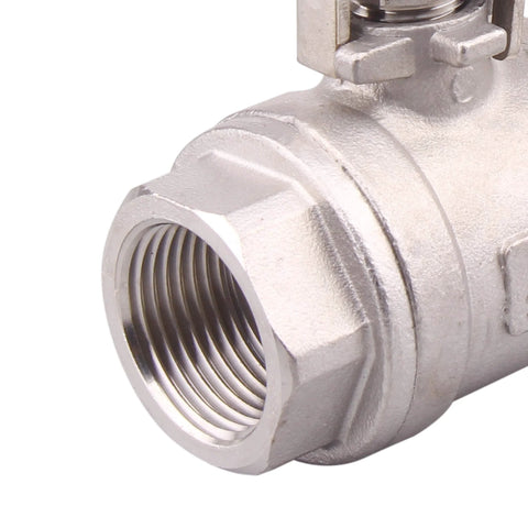 DERNORD stainless steel ball valve, close-up view, 3/4 in NPT, full-port with locking device