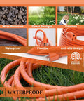 Heavy Duty 50 Foot Outdoor Extension Cord Waterproof 16 Gauge 3 Conductor SJTW shown on grass, highlighting features.
