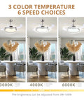 Three settings of the 42 Inch Retractable Bladeless LED Ceiling Fan With Remote Control in a dining room setup.