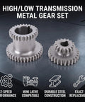 Heavy Duty Two Speed Lathe Gear Replacement Set Featuring T37 And T27 Fixed Units Plus T26 And T16 Sliding Cogs For 0618 7x12 7x14 Mini Metal Lathes A Slick Bench Upgrade showing high-low transmission metal gear set.