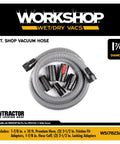 Long 1.875-Inch By 10-Foot Heavy Duty Contractor Hose For Wet Dry Shop Vacuums coiled with attachments shown