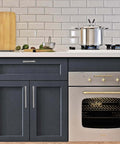 Kitchen with Two Pack Three And Three Quarter Inch Kitchen Cabinet Handles Brushed Satin Nickel Drawer Pulls on dark cabinets.