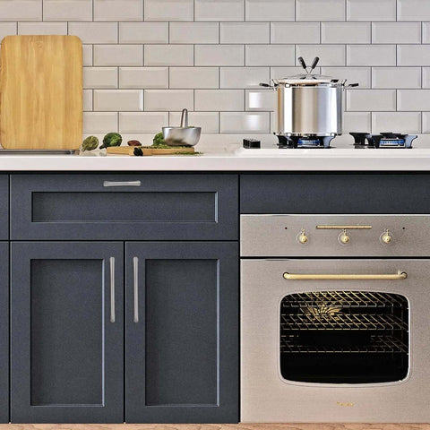 Kitchen with Two Pack Three And Three Quarter Inch Kitchen Cabinet Handles Brushed Satin Nickel Drawer Pulls on dark cabinets.