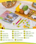 Beginner Crochet Kit Starter Set With Coasters And Plant Pot Projects, showcasing yarn, hooks, stitch markers, and instructions.