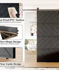 36 By 84 Inch Sliding Barn Door MDF With Waterproof Surface DIY Assembly Ready Pre Drilled Slab With Installation Hardware Kit Black Finish Durable Home Interior Room Door shown with design features