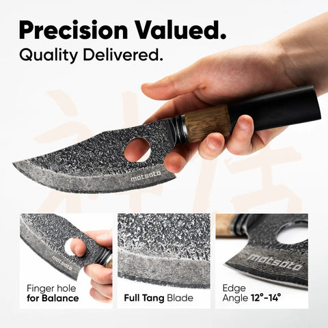 Japanese Stainless Steel Chef Knife 6.3 Inch Professional Kitchen Prep Tool Razor Sharp Blade with finger hole for balance.