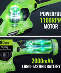 Close-up of 2 In 1 Cordless Grass Shear And Shrub Trimmer For Quick Hedge Shaping with 1100RPM motor and 2000mAh battery