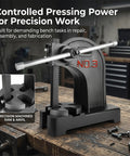 Heavy Duty Manual Arbor Press 3 Ton Desktop Punch Machine Cast Iron Hand Press for Stamping and Bending Precision Forming Tool in workshop.