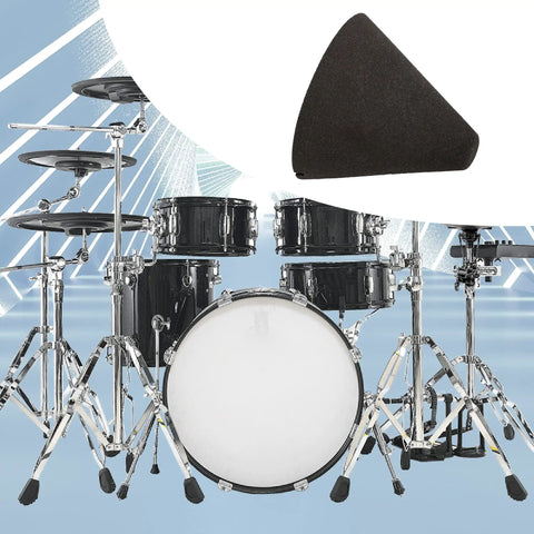 Piezo Trigger Cone For Electronic Drums 1.38x1.46 Inches Black Pack Of Five shown with drum set backdrop, focus on cone design.