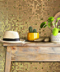 Peel And Stick Metal Backsplash Tiles 12x12 Inches Aluminum Mosaic Pack Of 10 Golden Diamond Self Adhesive for kitchen bathroom fireplace