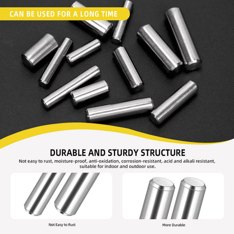 Stainless Steel Dowel Pin Kit 110 Piece 22 Sizes M2 M3 M4 M5 Assortment For Shelves Furniture Metal Devices And Fastening Projects