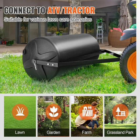 Tow Behind Lawn Roller 400Lb Sand Or Water Filled Yard Roller With Heavy Duty Steel Frame And LLDPE Drum fitted to ATV