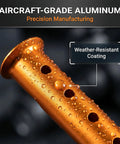 Close-up of weather-resistant coating on High Visibility Aluminum Tent Stakes 6-Pack, 12.6 Inch U-Shape Sand-Grip For Soft Ground