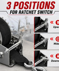 1600lbs Heavy Duty Boat Trailer Winch With 26ft Strap, Dual Direction Ratchet, 4 to 1 Gear Ratio, Portable Hand Crank Design, Perfect For Easy Towing, Loading And Recovery Of Boats, Jet Skis, And More. 3-position ratchet switch
