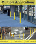 Built Tough Heavy Duty Steel Safety Bollard Post Delivering High Visibility Parking Protection in warehouse and parking lot settings.
