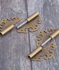 Heavy Duty Brass Cloud Hinges Two Piece Set Navy Finish Furniture Hardware Kit With Six Screws For Cabinets Closets And Jewelry Boxes