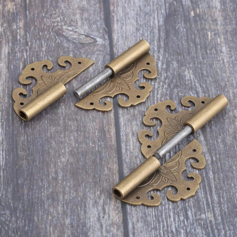 Heavy Duty Brass Cloud Hinges Two Piece Set Navy Finish Furniture Hardware Kit With Six Screws For Cabinets Closets And Jewelry Boxes