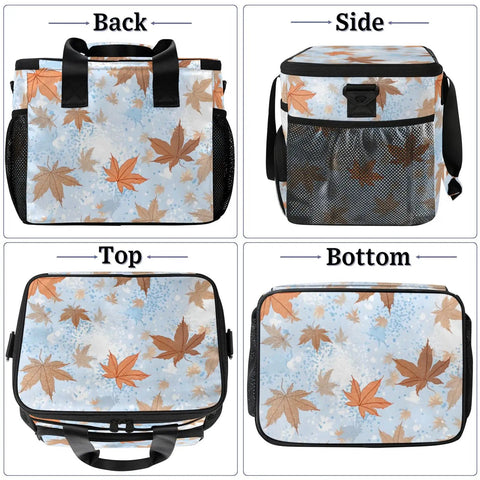 Insulated Picnic Backpack With Lunch Box, floral design, 12x8.7x10in dimensions, with side mesh pockets and adjustable strap