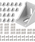 Legit 40x40 Aluminum Extrusion Hardware Kit Featuring 20 Corner Brackets 40 M8 T Slot Nuts 40 Hex Socket Cap Screws Wrench showing corner brackets and fasteners.