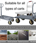 Bulletproof Rubber Caster Wheels For Yard Cart Trolley 2 Pack Swivel And Brake Casters on two utility carts suitable for various pavements.