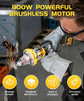 Compatible With 20 Volt Power Batteries This Smooth Operator Cordless Die Grinder with 800W brushless motor in use, sparks flying.