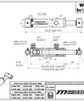 Technical diagram of Heavy Duty 1.5 Inch Bore 10 Inch Stroke Welded Hydraulic Cylinder With Cross Tube Ends Double Acting Piston 3500 PSI SAE 6 Ports
