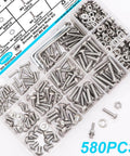 All In One Metric Screw Kit For DIY M3 M4 M5 Button Head Hex Socket Cap Screws Set With 8 To 20 Mm Length 304 Stainless Steel Bolts Nuts Washers And 3 Hex Wrenches For Home And Garage Repairs