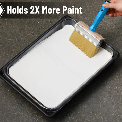 Deck Stain Brush Set 3 Pack Featuring 4 Inch 5 Inch And 6 Inch Sizes With Stainless Steel Ferrule For Durable Bristles And Fast Easy Deck Stain Application On Wood Surfaces in paint tray