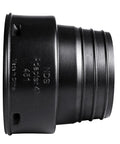 Black HDPE Corrugated Adapter 4 Inch Spigot to 4 Inch Corrugated Hub Connection, durable fitting for drainage systems.