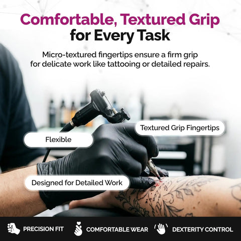 Top Shelf Black Nitrile Gloves 1000 Count Bulk 4 Mil Thick Chemical Resistant Disposable Gloves With Crisp Tactile Feel For All Day Comfort And Serious Work Protection used for tattoo work.