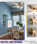 Image of 3 Speed Ceiling Fan Control And Dimmer Light Switch With Dual Slide Controls in a room with ceiling fan and table.