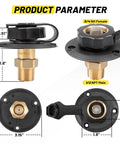 City Water Inlet For RV With Lead Free Brass And Check Valve, Three Quarter Inch NH Female To One Half Inch NPT Male Connection, Water Fill Inlet Flange Replacement For Camper Trailer Motorhome And Marine Use