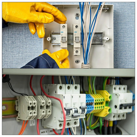 Installing Four Pack 1P 20A 110V Miniature Circuit Breaker DZ47-63 DIN Rail Mount Disconnect Switch in electrical panel
