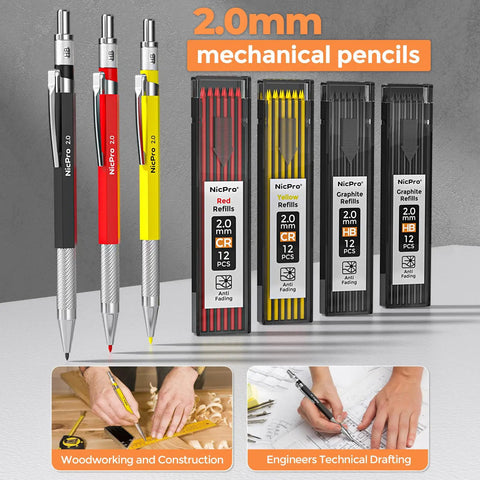 Absolute Banger Carpenter Pencil Kit featuring heavy duty mechanical leads, vibrant refills, and rugged sheaths for precision work.