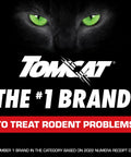 Proven Heavy Hitter Bromethalin Mouse And Rat Bait Blocks For Knockout Indoor And Outdoor Pest Control With Tamper Resistant Station Safety In Solid 4.25 Pound Bulk Pail on a black background with a cat's eyes.