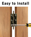 Four Pack Antique Bronze Folding Butt Hinges Measuring 2.5 By 1.69 Inches For Cabinet Doors Rustic Windows Wood Boxes And Heavy Duty Vintage Brass Finish Furniture Hardware That Is Badass Rust Resistant And Gonna Work Sweet For Yall, installed on wooden frame with screwdriver.