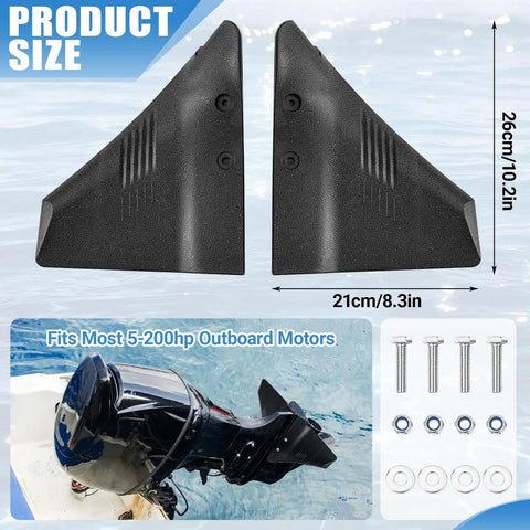 Hydrofoil Stabilizer For Outboard And Sterndrive Boats In Nylon Black Featuring Dorsal Fin For Smoother Ride And Reduced Porpoising