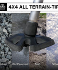 Hella Grip Rock Solid All Terrain Cane And Crutch Tips For 1 Inch Shafts Non Slip Rubber Bottoms Shock Absorbing traction on gravel, pavement, mud, snow.