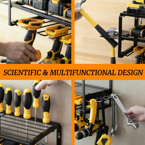 Power Tool Organizer Heavy Duty Alloy Steel Garage Rack For Cordless Drill Holder And Tool Storage On Pegboard Wall Mount Space Saver