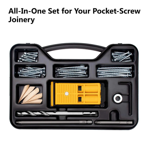 Two Pocket Hole Jig Kit For Woodworking DIY Friendly Drill Guide Set With Square Driver Bit Hex Wrench Step Drill Bit Pro
