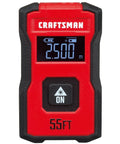Handy Pocket Laser Distance Measurer With 55 Ft Range, Rechargeable Li Ion Battery, USB Charging, One Button Operation, And Backlit LCD Display For Quick, Easy Measurements On The Go red Craftsman unit showing 2.00 m
