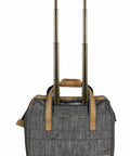 Back view of Paige Silver underseat carry-on luggage for women, 15 inch lightweight bag with 2 spinner wheels, nylon briefcase style