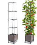 Raised Garden Bed Planter Box With Trellis 62.2 Inch Self Watering Tomato Planter For Climbing Plants And Flowers For Outdoor Patio